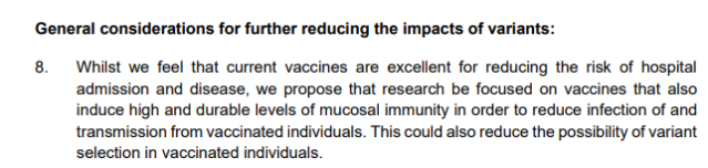 Le conseil scientifique britannique (SAGE) confirme que le vaccin contre la Covid ne prévient pas les infections ni la transmission mais &quot;estime que les vaccins actuels sont excellents pour réduire le risque d'hospitalisation et de maladie&quot;