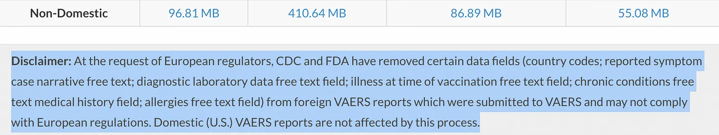 Il semble que l'un des motifs de la purge de l'ensemble des données étrangères était de retirer les rapports de la MHRA du VAERS (Substack)