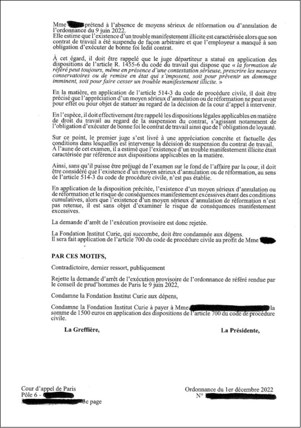 Soignants-suspendus : la Cour d’appel de Paris somme le versement des arriérés de salaire et la réintégration d’une infirmière non-vaccinée (LLP)
