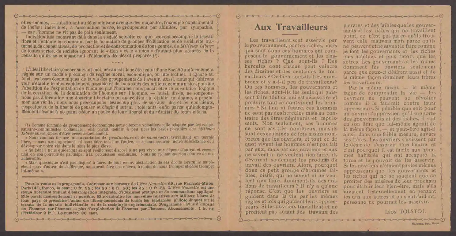 ★ Feuillets de propagande émancipatrice, N° 4 (1904) : " L’idéal libertaire et sa réalisation ", par E. ARMAND de l’Ere Nouvelle. 