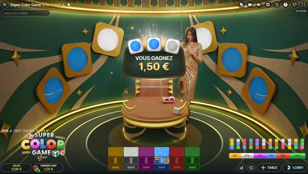 Super Color Game : nouveau jeu de casino en ligne live game show du développeur Evolution