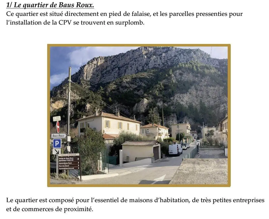 risque d'éboulement sur les habitations situées à l’aplomb de la falaise à Levens.