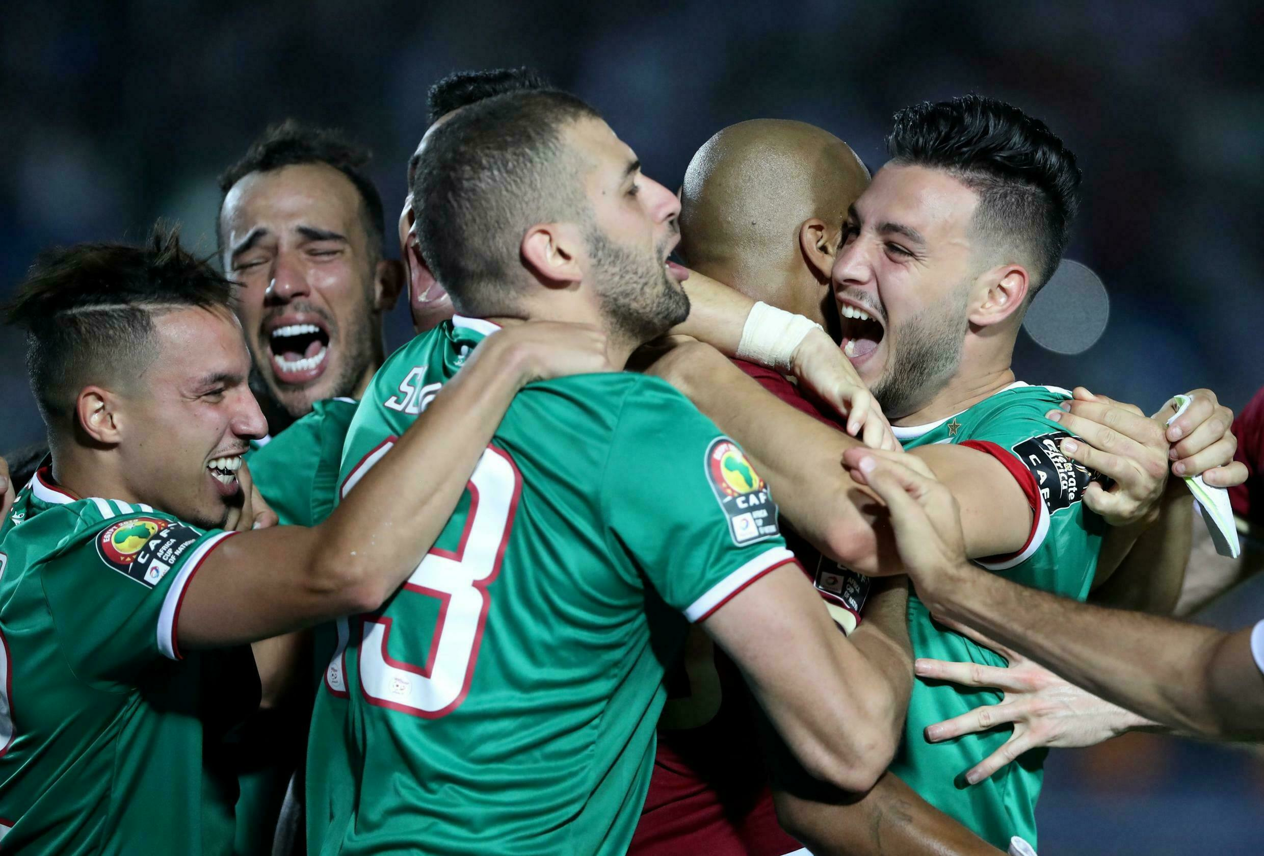 La joie des Algériens après avoir éliminé la Côte d'Ivoire à la CAN 2019. Suhaib Salem/Reuters