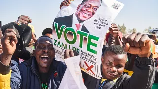 Campagne électorale de l'Union nationale africaine du Zimbabwe - Front patriotique (ZANU-PF) à Shurugwi, le 19 août 2023.